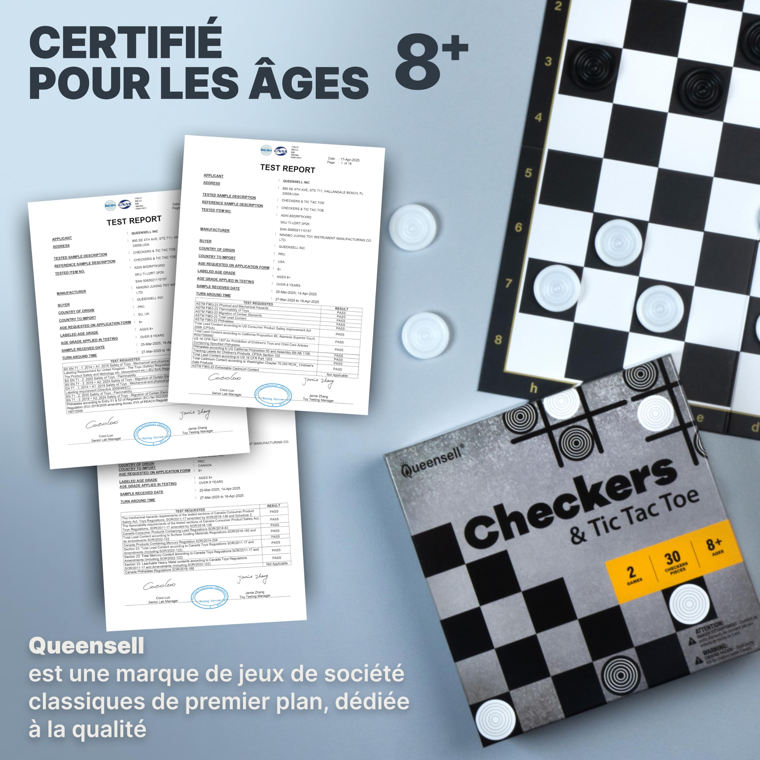 Jeu de Dames avec 30 Pions - Jeu de Société Classique pour Enfants Et Adultes