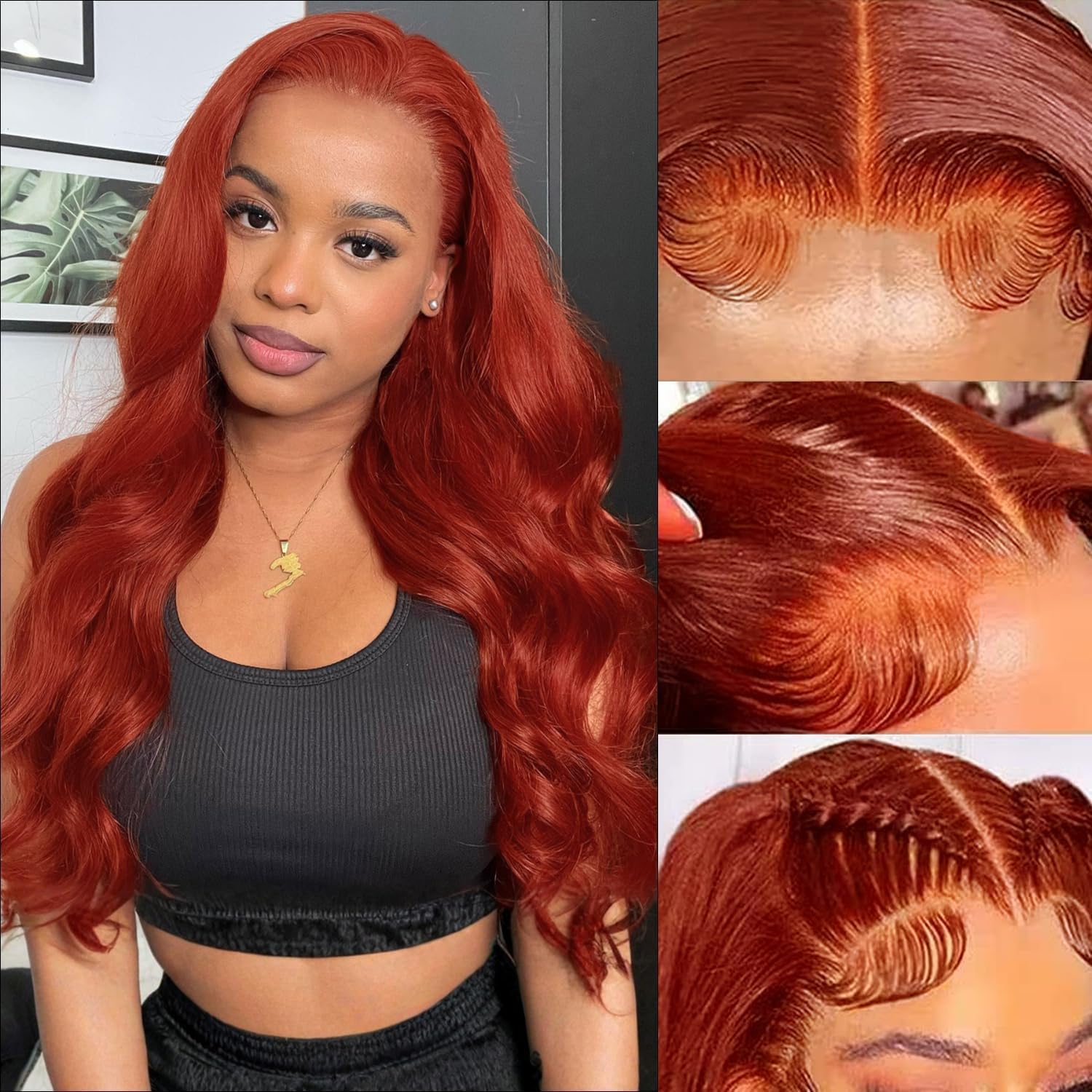 180% Density 13x6 Ash Blonde Lace Frontal Wig Human Hair Honey Blonde Body Wave Lace Frontal Wigs Human Hair 27# Colored Lace Front Wigs For Women Bright Brown Wig Pre Plucked 24inch