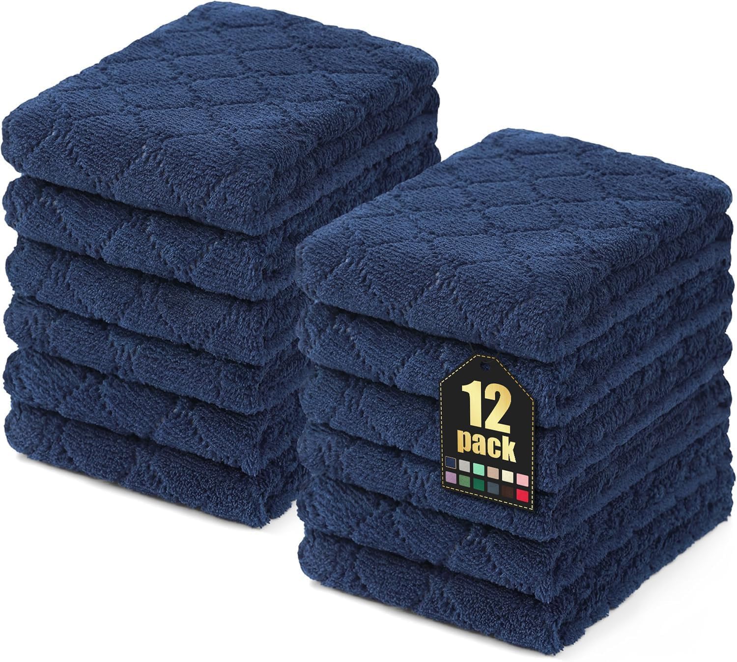 Homaxy 12 Pack Dish Towels for Kitchen (10 x 20 Inches, Navy Blue), Super Soft and Absorbent Coral Velvet Dish Cloths for Washing Dishes, Nonstick Oil