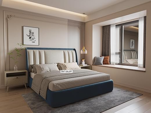 Craft Gallery Modern Upholstered King Size Bed with Box Storage for Bedroom | Wooden Double Bed with Storage | Platform Co...