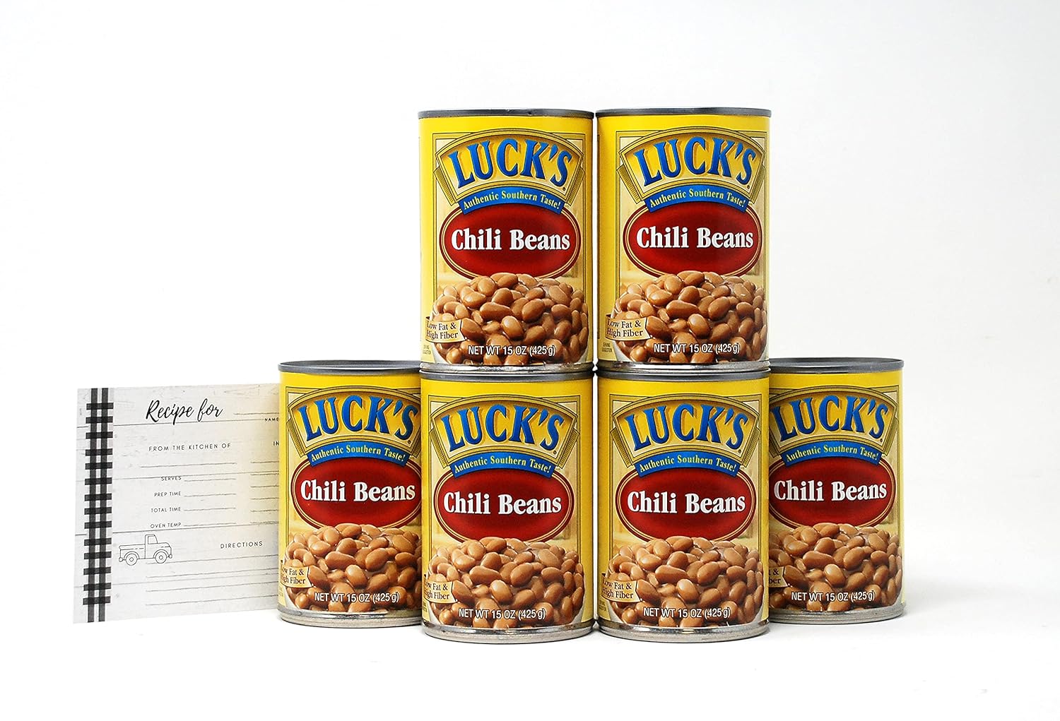 Lucks Chili Beans, 6- 15 ounce cans with JFS Recipe Card, Heat and Serve