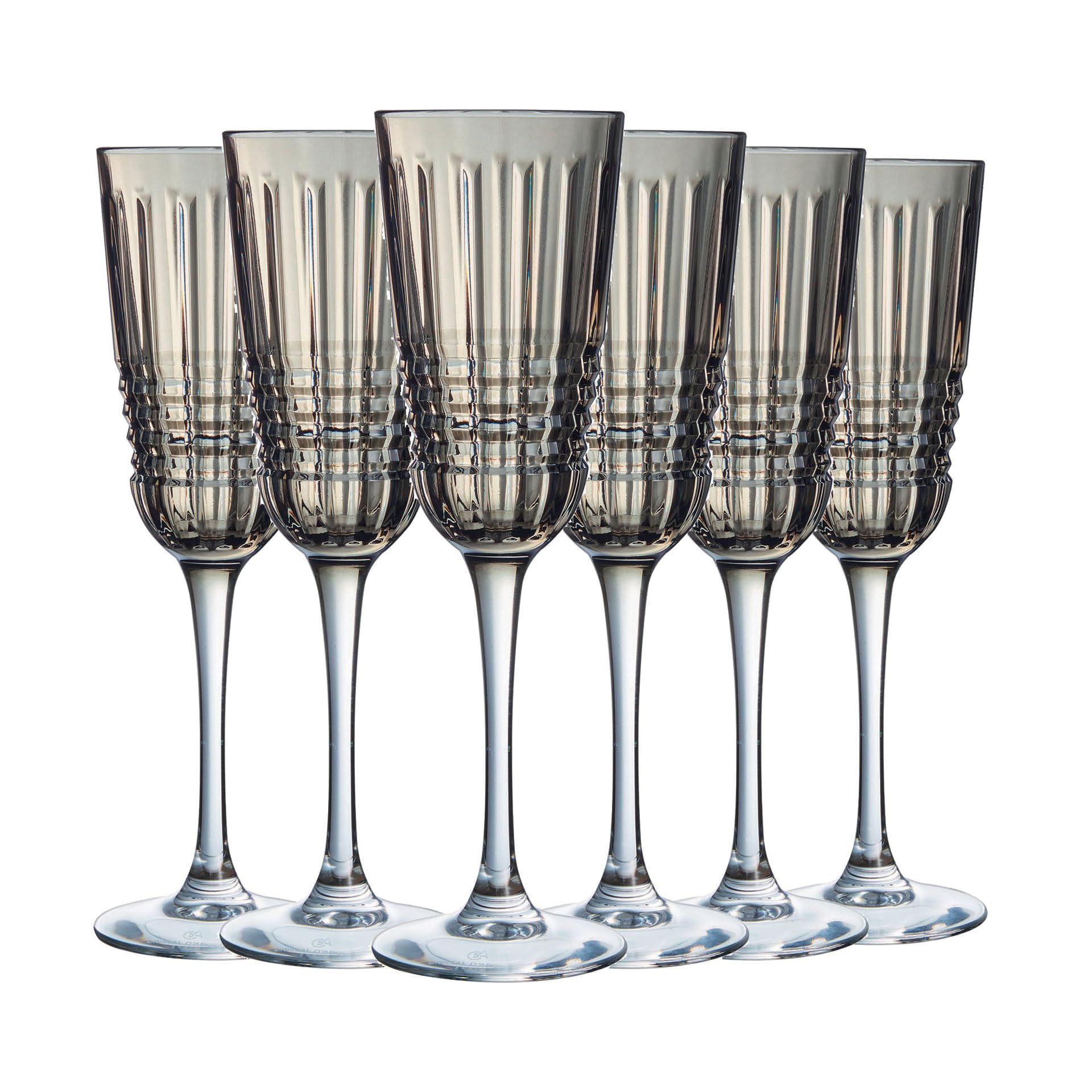 Cristal d'Arques, Sektgläser, Rendez-Vous Brume Marron, 17 cl, 6er Set | Bleifreies Kristallglas, Champagnergläser für Sekt und Crémant, spülmaschinenfest, dauerhafter Glanz, als Geschenk geeignet