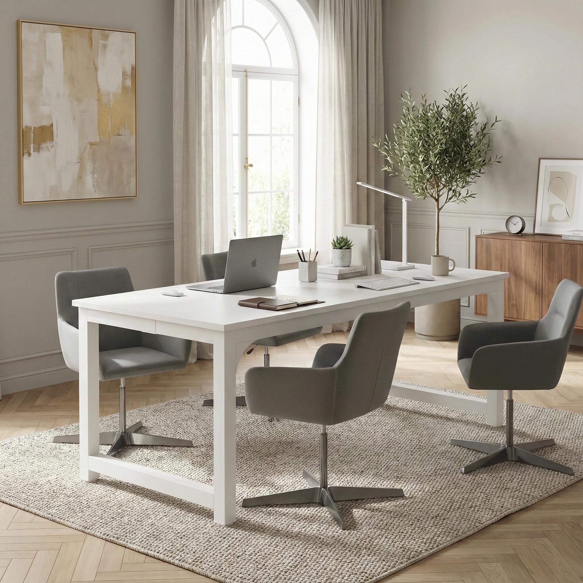 Lailang 180cm Scrivania, Scrivania Ufficio 180x80, Scrivania Studio Casa, Scrivania In Legno, Tavolo Ufficio Riunioni, Scrivania Grande, 180 x 80 x 75 cm, Bianca