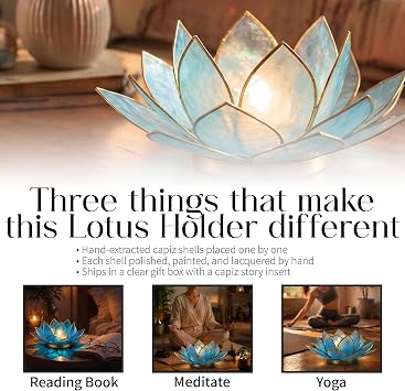 Om Gallery Gemstone Lotus Tea Light Holder, Candle Styling, Turquoise