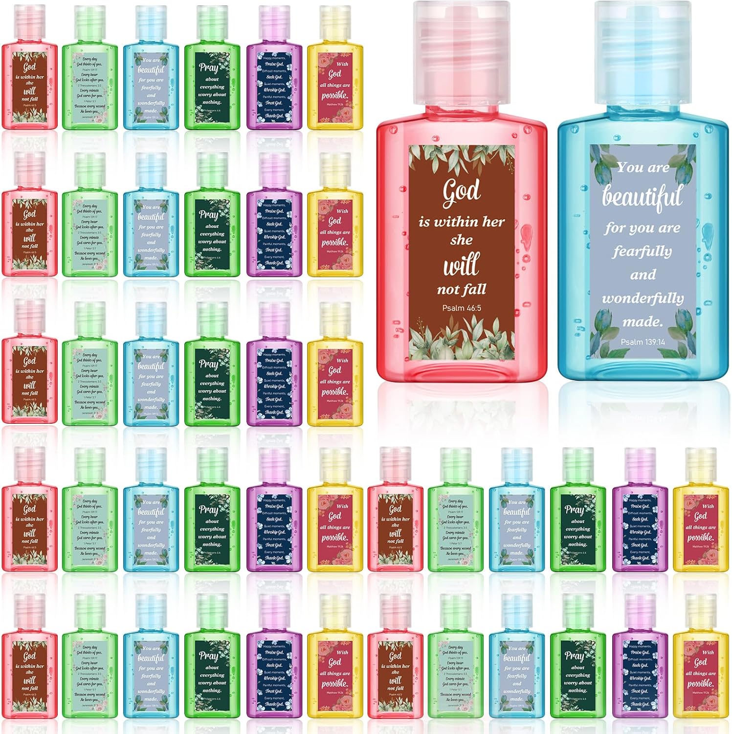 Gejoy 72 Pack Vintage Christian Hand Sanitizer Bulk Bible Verse Mini Hand Sanitizer Travel Size Religious Christian Party Gifts for Holiday Christmas Stocking Stuffers Church Prayer Women Mom Pastor