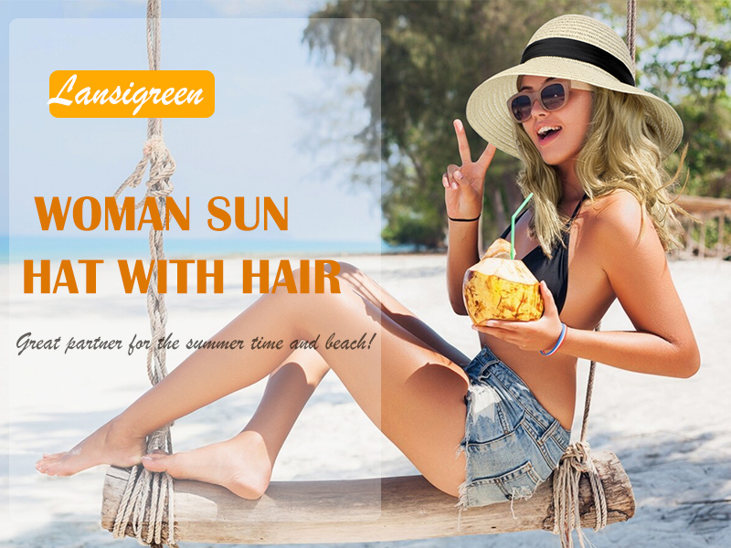 Amazon.com : Lansigreen Sun Hat with Hair Extensions Hat Wig  display picture 1