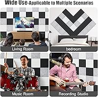 Vista 6 de Tutmyrea 12 paneles de pared insonorizados, paneles acústicos de 12 x 12 x 0.4 pulgadas, panel autoadhesivo, patrón de ladrillo, paneles