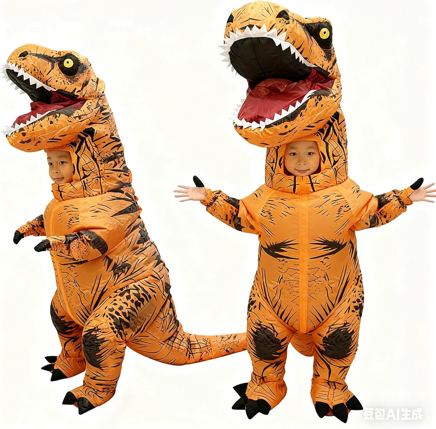 SecretCastle Brown Inflatable Dinosaur Costume Adult Dinosaur Suit Blow up T-rex Dino Costume For Halloween Cosplay Party (Adult)