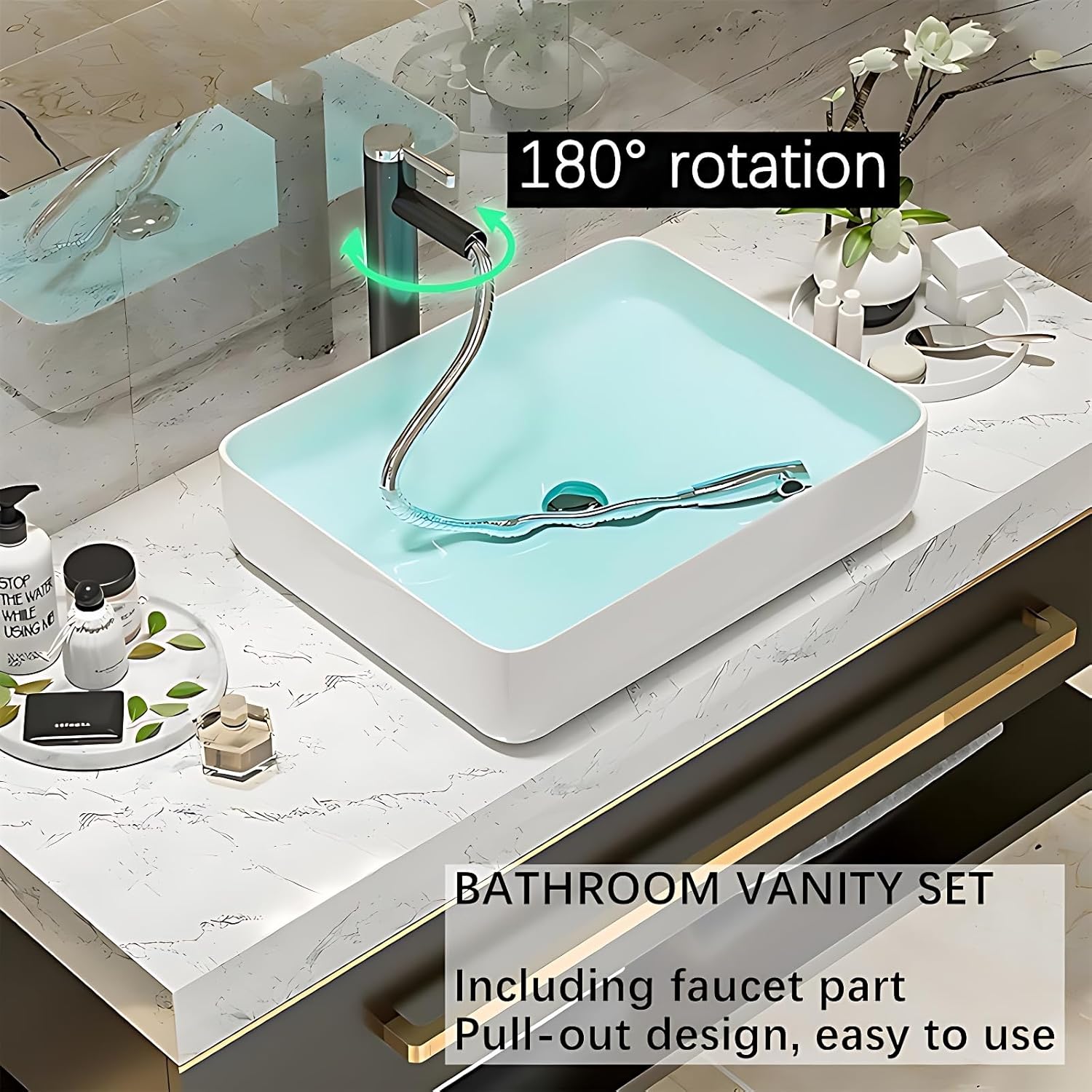 Modern Floating Bathroom Vanity with Sink - Stylish Bathroom Vanity Set | Includes LED Smart Defogging Mirror & Faucet | Multi-Layer Solid Wood Material | Ceramic Sink (Double Sink,80 in)