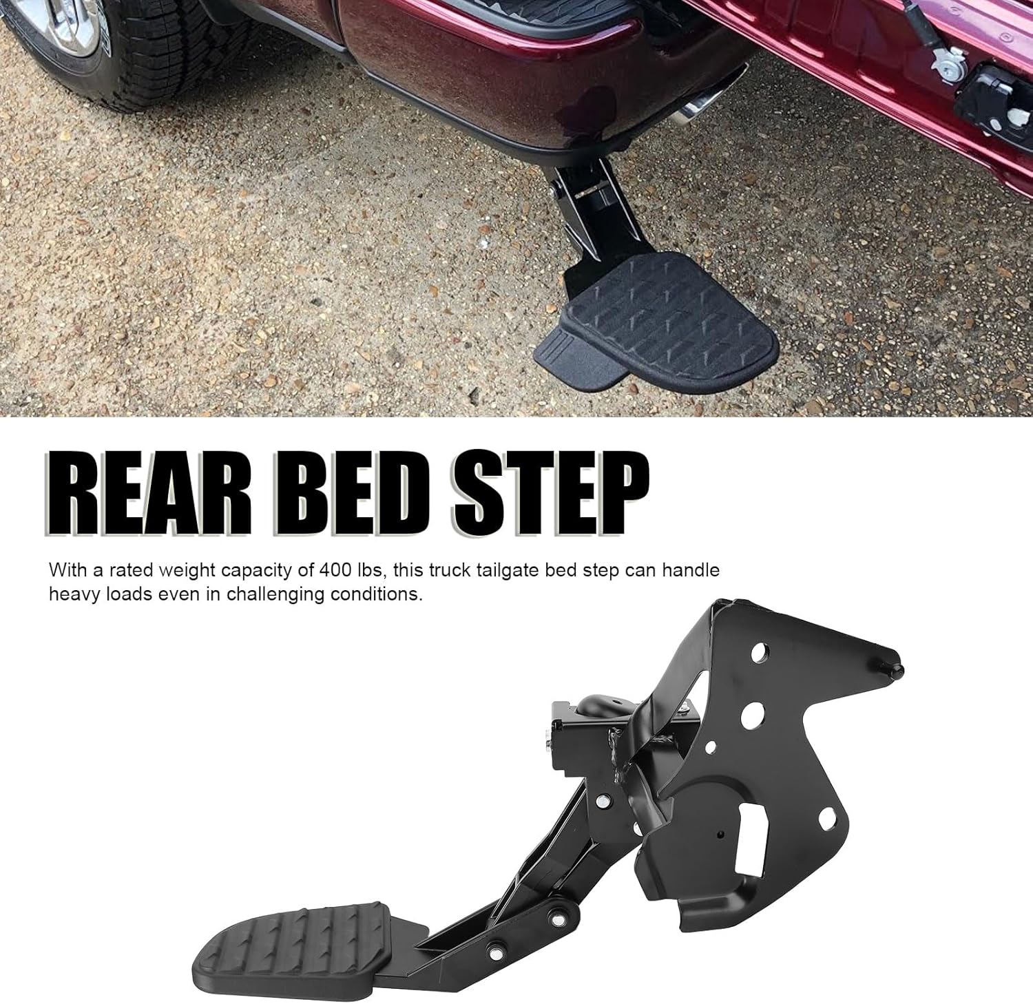 JTLB Step Tailgate Bed Retractable Rear Truck, 400 LB capacity, Driver side Replacement for 1500 DT New Style Body with Exhaust Vehicles