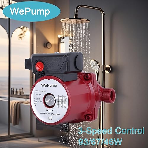 Miniatura 4 de NPT 34 '' Bomba de circulación de agua caliente doméstica 93W Bomba de recirculación para cabezal de ducha (RS15-6R)