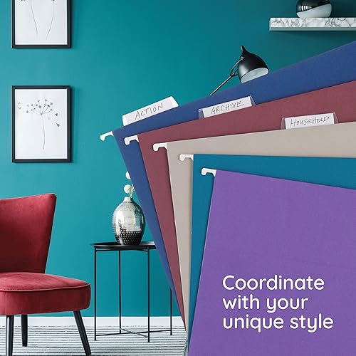 Miniatura 5 de Blue Summit Supplies 25 carpetas colgantes en tono de joya, tamaño carta con pestañas, carpetas colgantes reforzadas, tono de joya, incluye pestañas