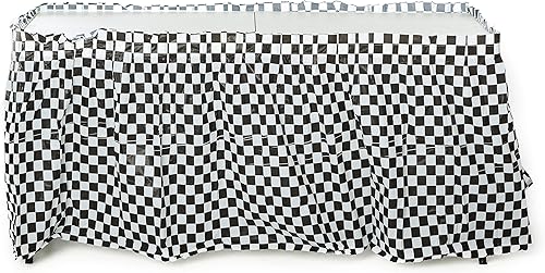 Oojami Paquete de 4 faldas de mesa a cuadros en blanco y negro