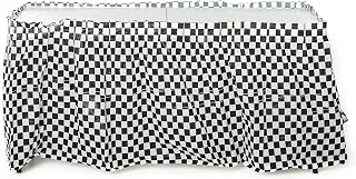 Oojami 4-Pack Black & White Checkered Table Skirt – Racing Theme Plastic Table Skirts for Party Decorations Disposable Table Cover for Race Car, Derby, and Pit Stop Party Supplies