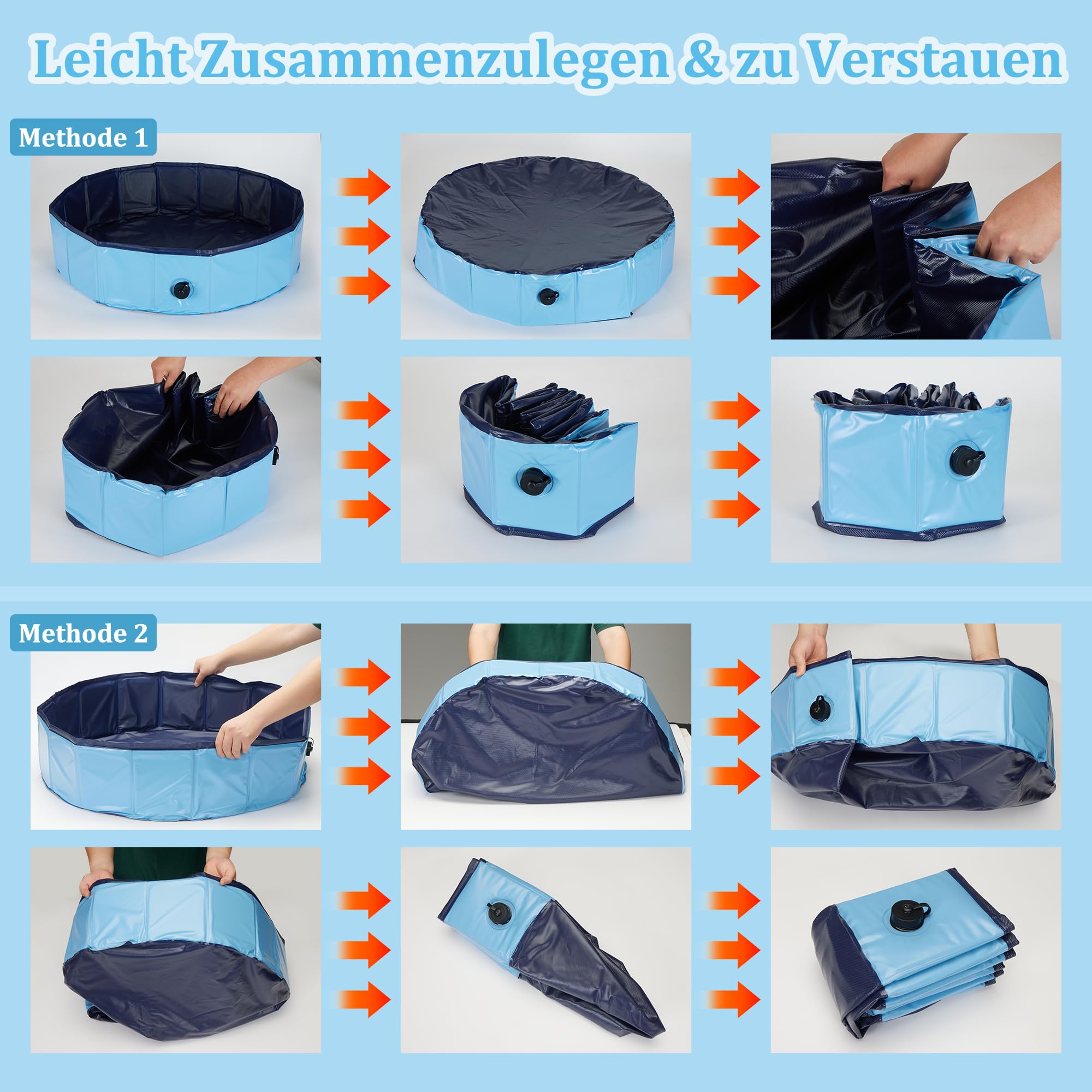 Faltbare Hundepool, nutzbar als Hundeplanschbecken Hundebadewanne Swimmingpool oder Bällebad für Klein Große Hunde, 160x30cm