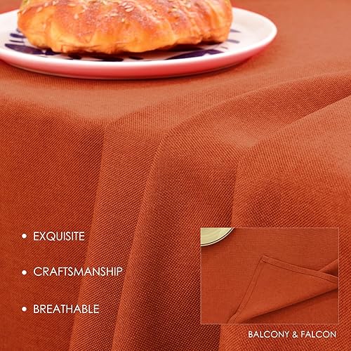 Miniatura 3 de BALCONY & FALCON Manteles rectangulares de lino sintético, mantel lavable para Halloween, otoño, cocina, comedor, decoración de bufé (calabaza, 57 x