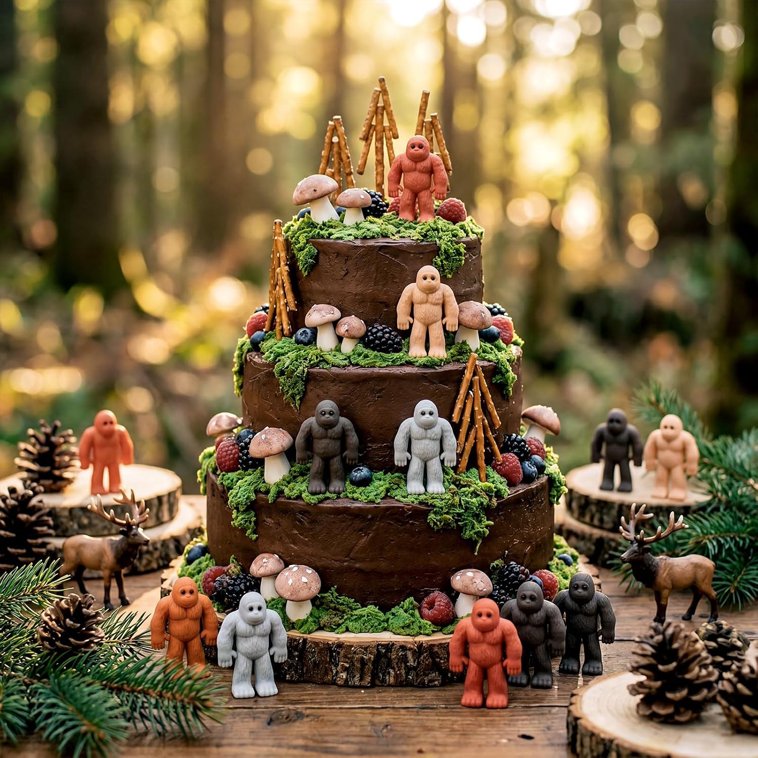 Chunful 25 Pcs Mini Bigfoot Figurine Bulk Little Sasquatch Figures Big Foot Toys for Hide and Seek Cake and Garden Decor Sasquatch Fans Birthday Holiday Party Gifts (Cute Style,Multicolor)