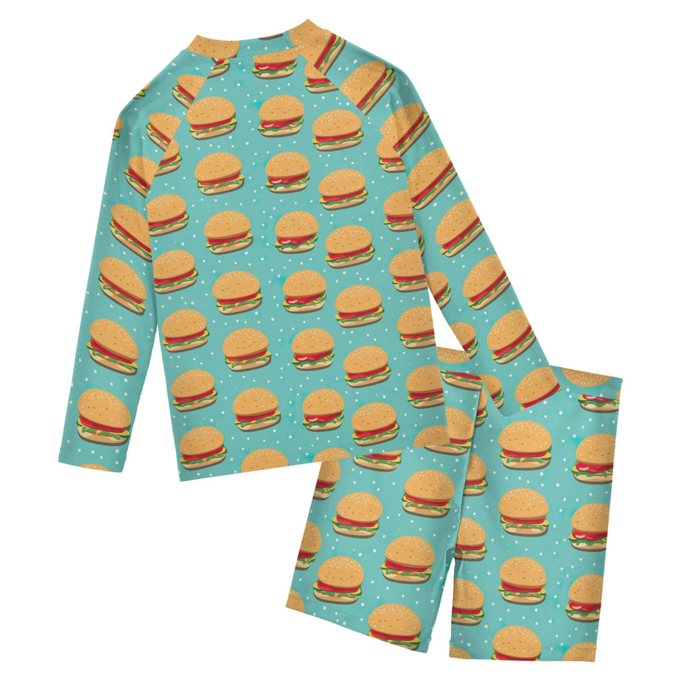 Hamburger Food Toddlers and Baby Boys' Swimsuit Trunk and Rashguard Set B0402702