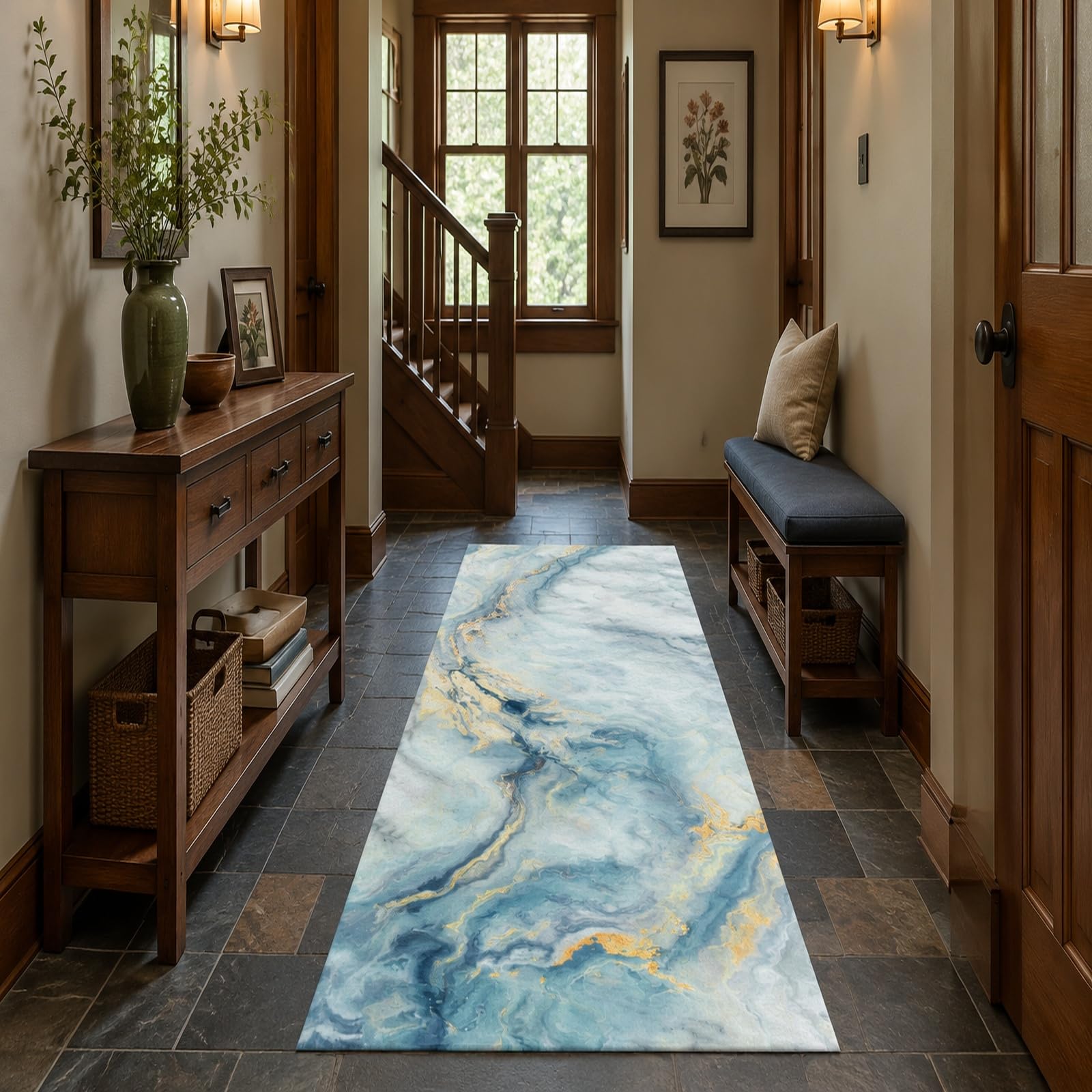 Tappeti, Square 160 x 160 cm, Astratto Moderno Blu Giallo Bianco Arancione, Tappeto Salotto Lavabile, Carpet Soggiorno Decorazione sotto Tavolo Rug,