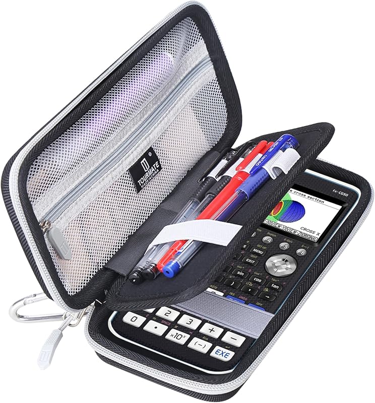 Hard Travel Case Replacement for CASIO PRIZM FX-CG50/CASIO FX-9750GIII/Texas Instruments TI-34/Texas Instruments BA II,Color Graphing Calculator - Tourmate，Case Only (Black + Gray, Upgrade)