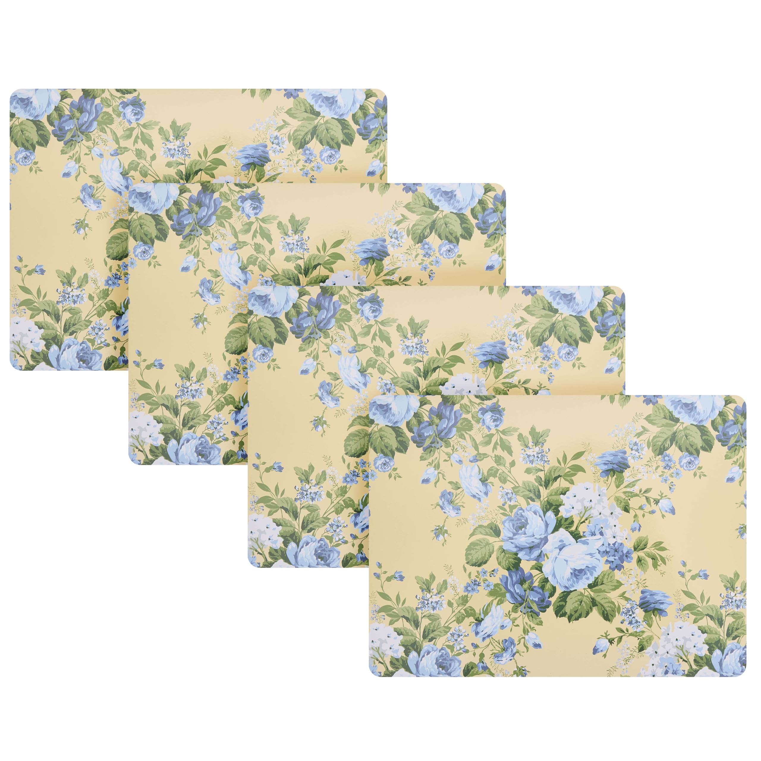 Laura Ashley Cork Placemats 16 x 12-inch for Kitchen and Dining Tables, Heat Resistant, Durable, Easy Clean, Set of 4, Joyce
