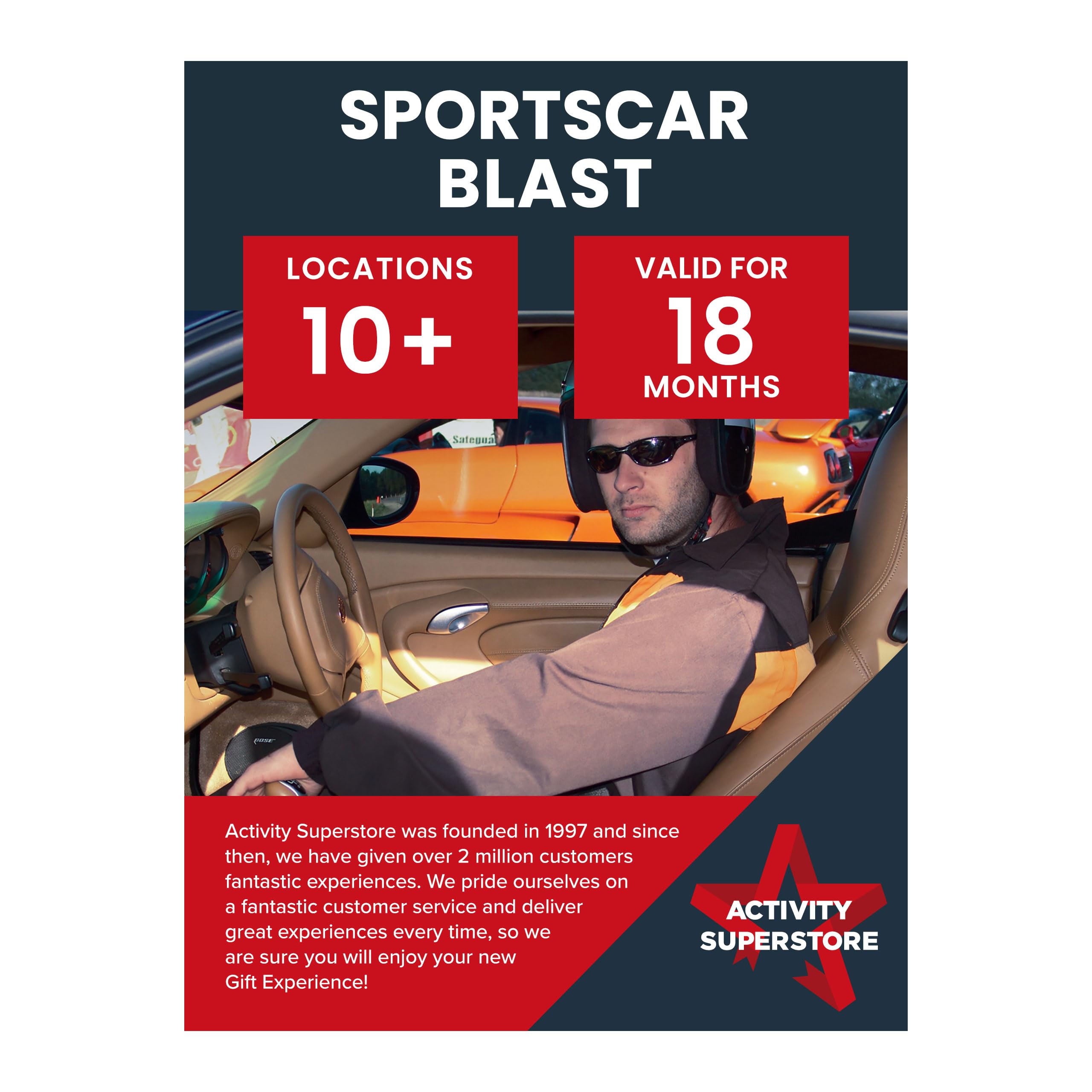 Activity Superstore Sportscar Blast Gift Experience Voucher, Available at 10+ UK Locations, Experience Days, Driving Gifts, Track Days, Birthday Gifts