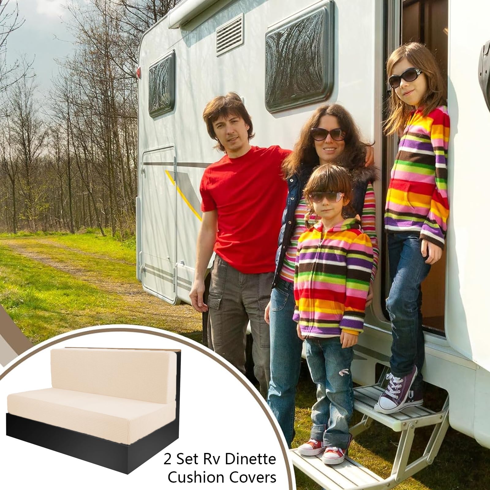 GUYIRT Copricuscini Per Cabina RV Dinette Elasticizzati, Federe Per Il Rimorchio, Tra Cui 2 Federa Per Schienale E 2 Rivestimento Per Panca, Lavabile in Lavatrice (caffè profondo,2 pezzi
