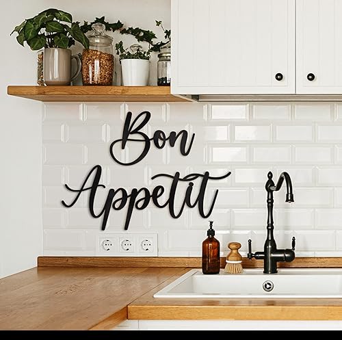 Miniatura 3 de Vivegate Bon Appetit - Decoración de pared de metal  17 x 12 pulgadas, diseño moderno y bonito de granja, arte de pared de metal para colgar