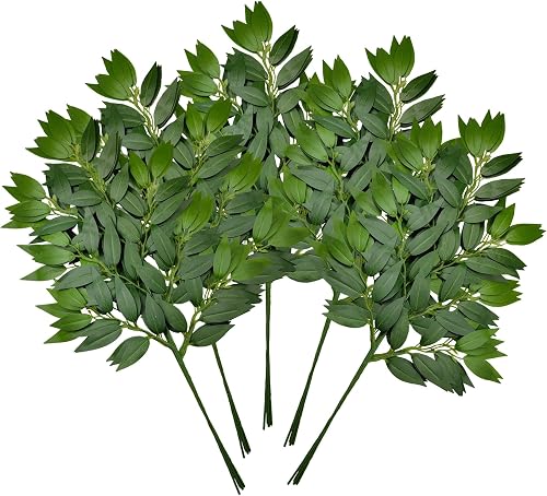 FUNORNAM 36Pcs Italian Ruscus Greenery Stems Artificial Silk Greenery Leaves for DIY Wedding Arch Bouquet Filler Table Centerpieces Home Indoor Decor
