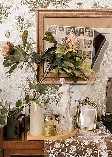 Miniatura 3 de Dimoon Papel tapiz floral de 78.7 x 17.3 pulgadas, papel de contacto blanco dorado con mariposa, hoja gruesa, impermeable, vintage, autoadhesivo,