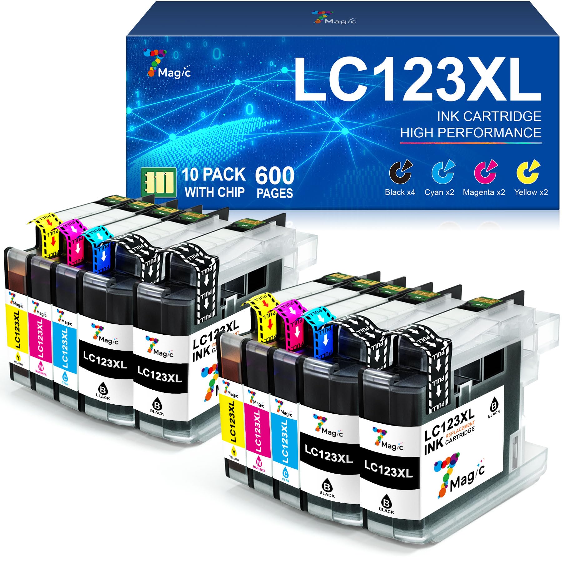 7Magic LC123 123XL Druckerpatronen Kompatibel für Brother LC123 LC 123 Patronen für Brother DCP-J4110DW MFC-J470DW MFC-J6520DW MFC-J6720DW MFC-J4510DW DCP-J552DW DCP-J152DW (10er-Pack)