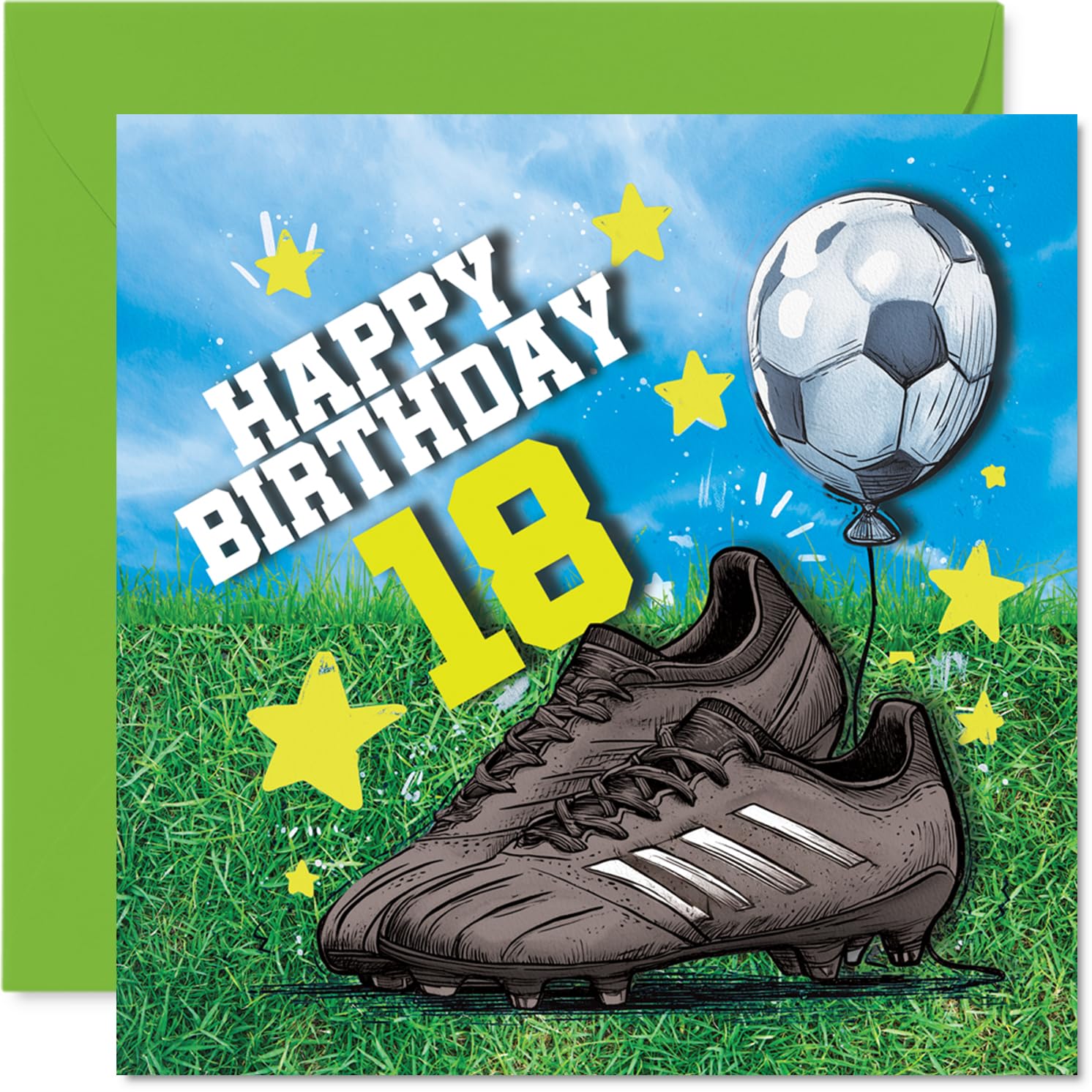 18th Birthday Cards for Men - GOOOOOAAAALLLL! - Happy Birthday Card for 18 Year Old Man Nephew Cousin Colleague Uncle, 145mm Bday Greeting Cards
