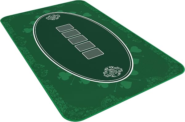 Bullets Playing Cards | Tapis de Poker Vert Casino Design 100x60cm | Surface Lisse Antidérapante, Qualité Casino, Lavable & Hydrofuge - 1