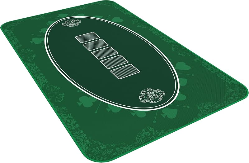 Bullets Playing Cards | Tapis de Poker Vert Casino Design 100x60cm | Surface Lisse Antidérapante, Qualité Casino, Lavable & Hydrofuge