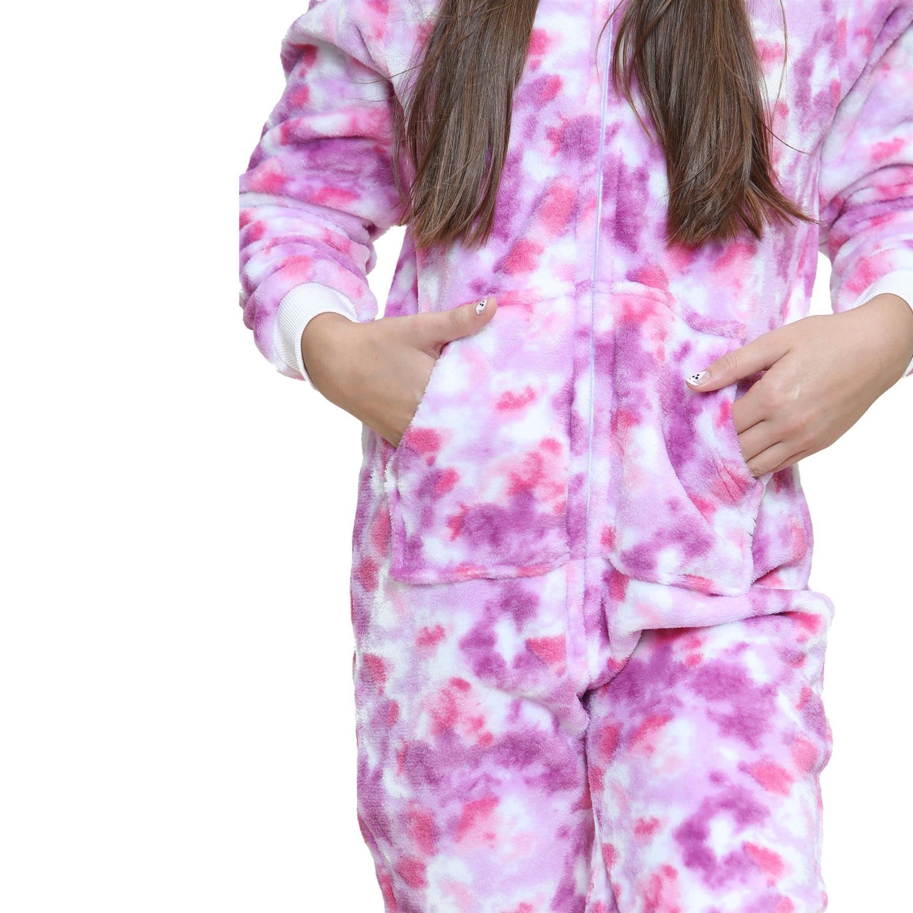 A2Z 4 Kids Zwierzę Onesie Dla Dzieci Dziewczyny Chłopcy Super Miękki Kostium Dla - E.S 956 Tie Dye Lilac 5-6