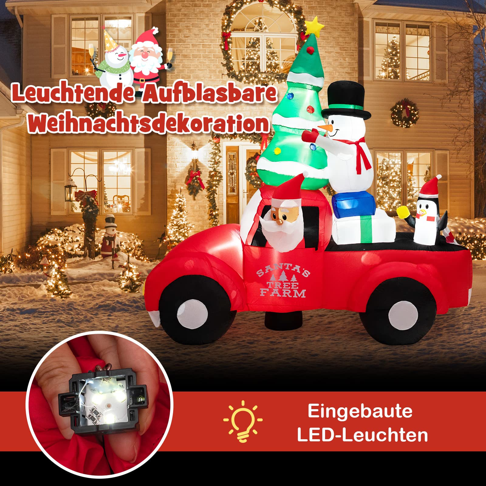 HOMCOM Opblaasbare kerstboom kerstman 224 cm kerstdecoratie HOMCOM Opblaasbare kerstboom kerstman 224 cm kerstdecoratie
