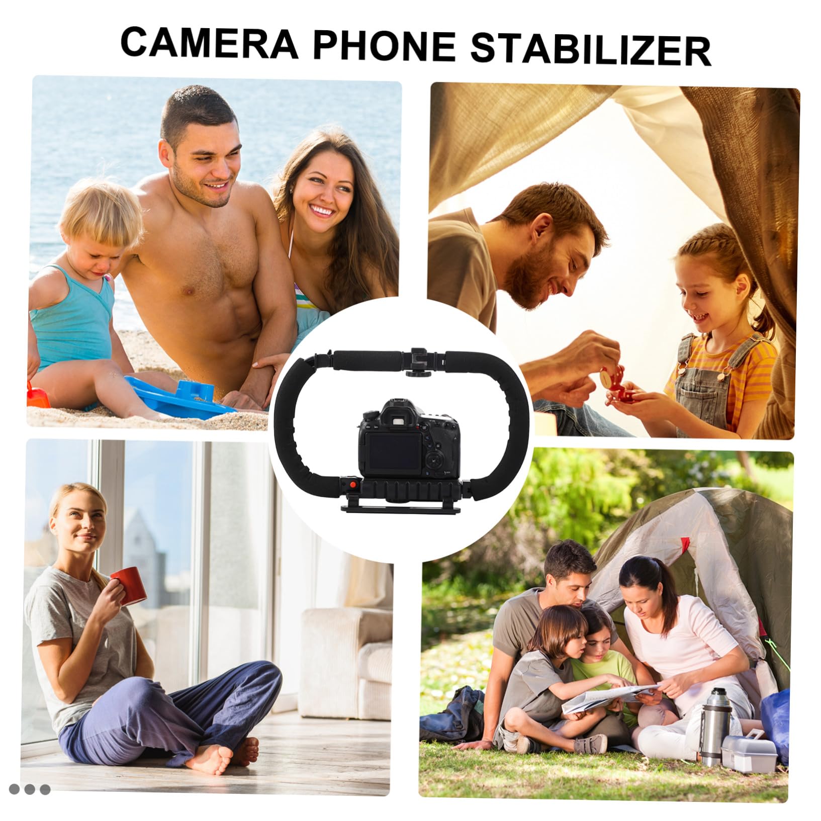 IMIKEYA Stabilizzatore per fotocamera DSLR Portatile Manico Antiscivolo e Foro a Vite 1/4 Supporto per Telefono e Videocamera Compatibile Fotocamere Sportive e Registrazione Professionale