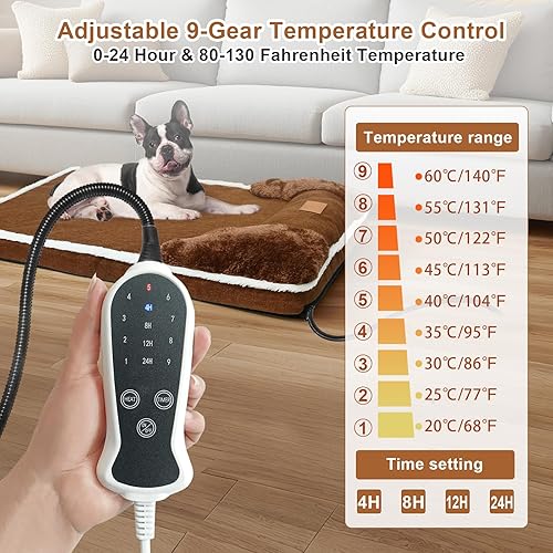 Miniatura 2 de Cama térmica para perro, cama para mascotas de espuma viscoelástica de 30 x 20 pulgadas, cama ortopédica para perros con temporizador de nueve