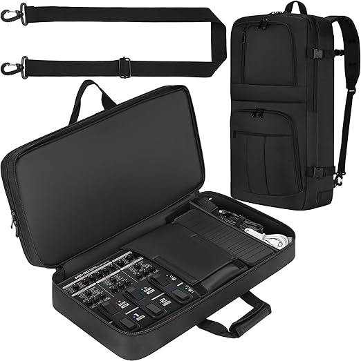 Pedal Board Case 23.2x11.4x3.7'' Compatible with Boss ME-80 / GT-1000 / GX-100 / ME-90, Guitar Multi-effects Pedalboard Carrying Bag Padded with Multi-pocket, Carry Soft Case for Guitar Pedal Board