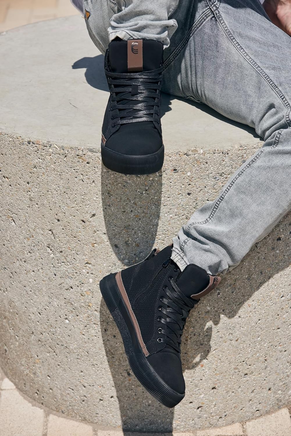 CALTO Men's Invisible Height Increasing Elevator Shoes - Zip-up Cap Toe High Top Sneaker Boots - 2.4 Inches Taller - Image 9