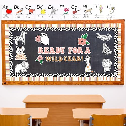 Miniatura 3 de Whaline Juego de 61 tablones de anuncios de safari estilo colegiala, lindo juego de tablero de anuncios de flores silvestres, decoración de bordes