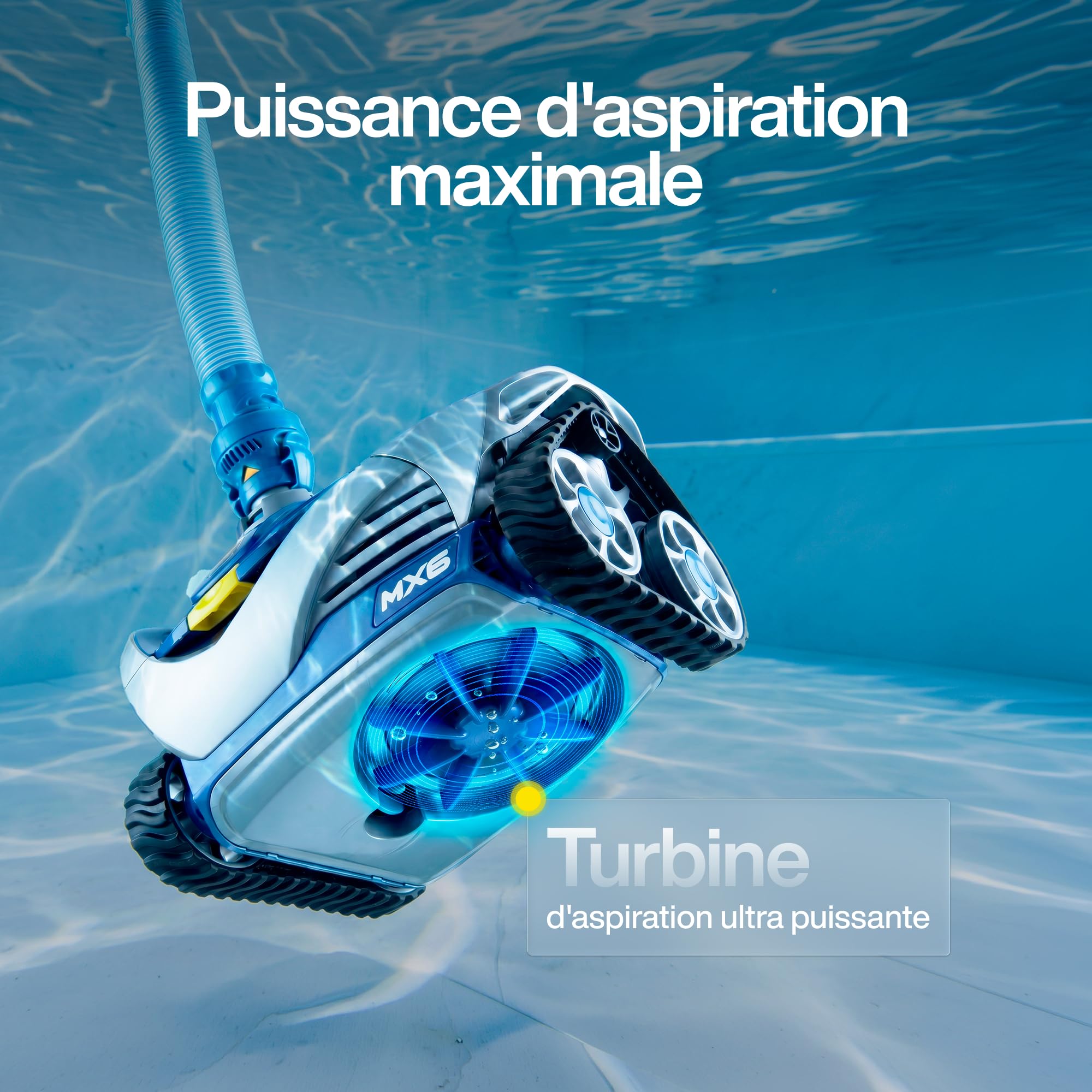 Zodiac W79102 MX6 - Robot Nettoyeur de Piscine Hydraulique, Fond et Parois, pour Piscines 10 x 5 m Maximum, Aspiration Mécanique