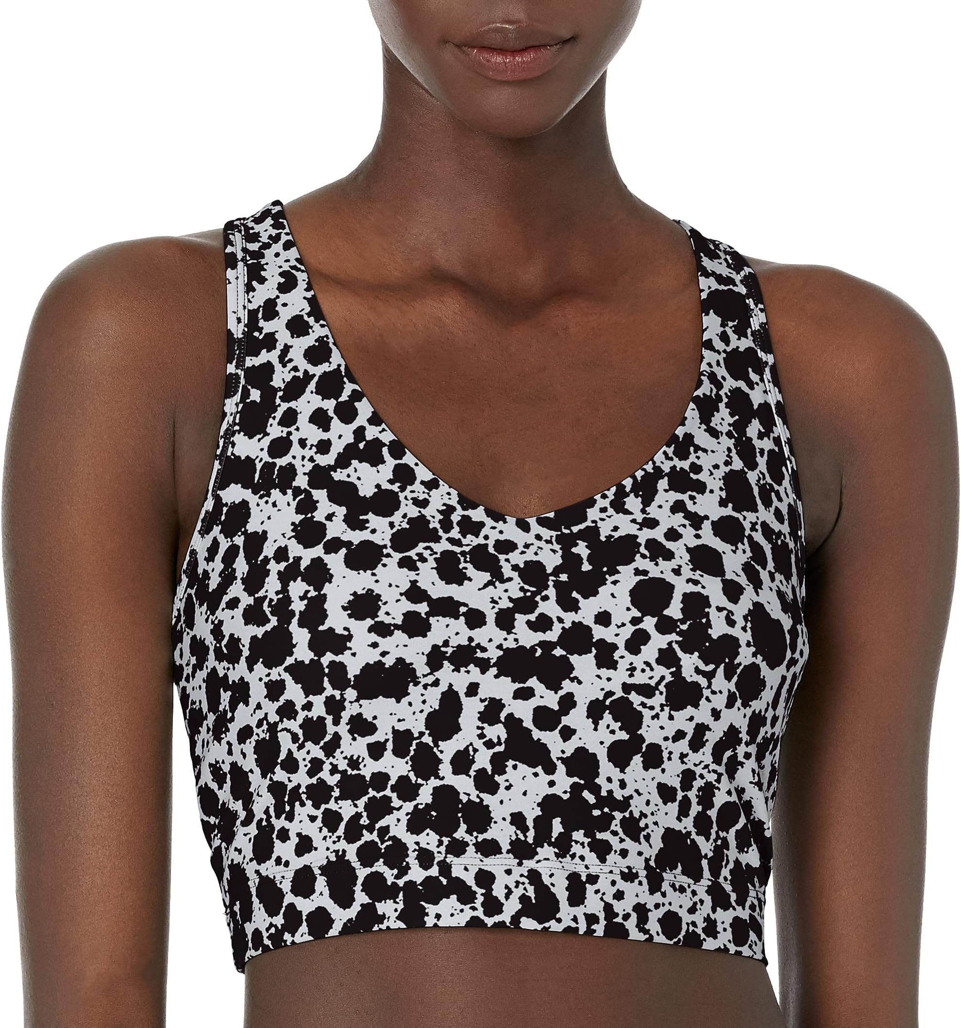 womens V-neck Keyhole Longline Bra, Ink Spot Bra