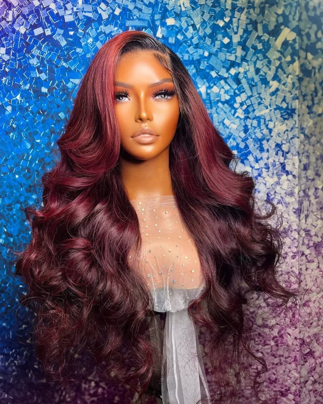 ten chopsticks #1BT99j Ombre Color 13X6 HD Lace Front Human Hair Wigs Pre Plucked Body Wave For Woman 180% Density Full End Lace Front Wig Brazilian Virgin Hair Glueless Transparent Wigs 14Inch