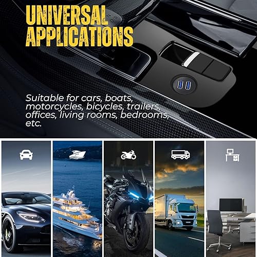 Miniatura 4 de TNP - Cable de montaje empotrado USB 3.0, panel de salpicadero, 2 puertos, conector de enchufe USB doble, cable de extensión resistente al agua,