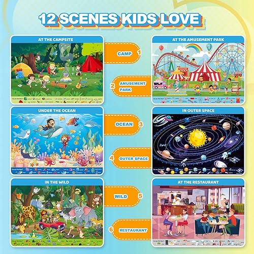 Miniatura 2 de Actividades reutilizables de aprendizaje preescolar, tarjetas de búsqueda y búsqueda con 4 marcadores y 12 tapetes temáticos, juguetes educativos