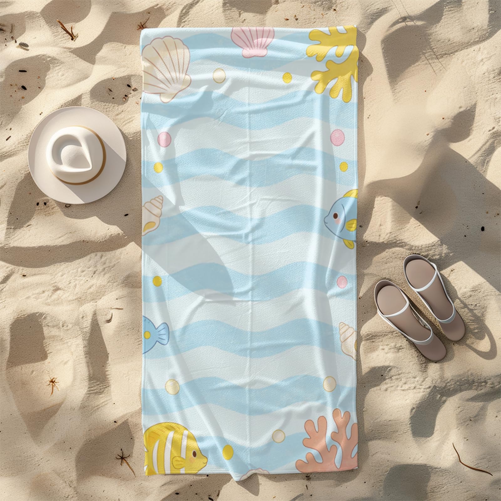 Drap de Plage XXL 200X200 Poisson Bleu Serviettes de Plage en Microfibre,Serviette Piscine Extra Large sans Sable pour Adultes Séchage Rapide