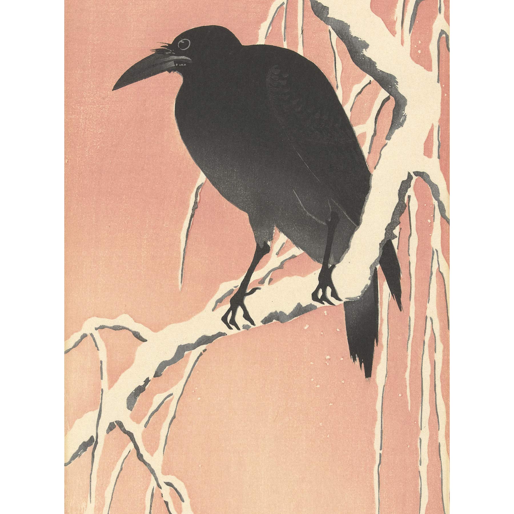 Artery8 Ohara Koson Crow On Snowy Branch Japanese Painting Premium Wall Art Canvas Print 18X24 Inch
