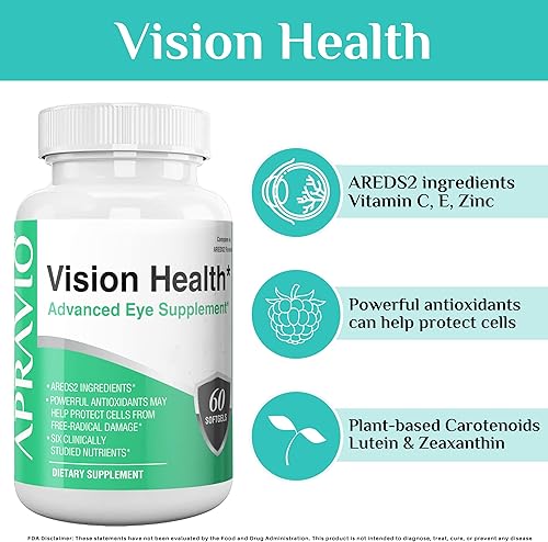 Miniatura 2 de Vision Health Suplemento avanzado para los ojos, AREDS2 Vitaminas oculares con vitamina C, vitamina E, zinc, cobre, luteína, zeaxantina y