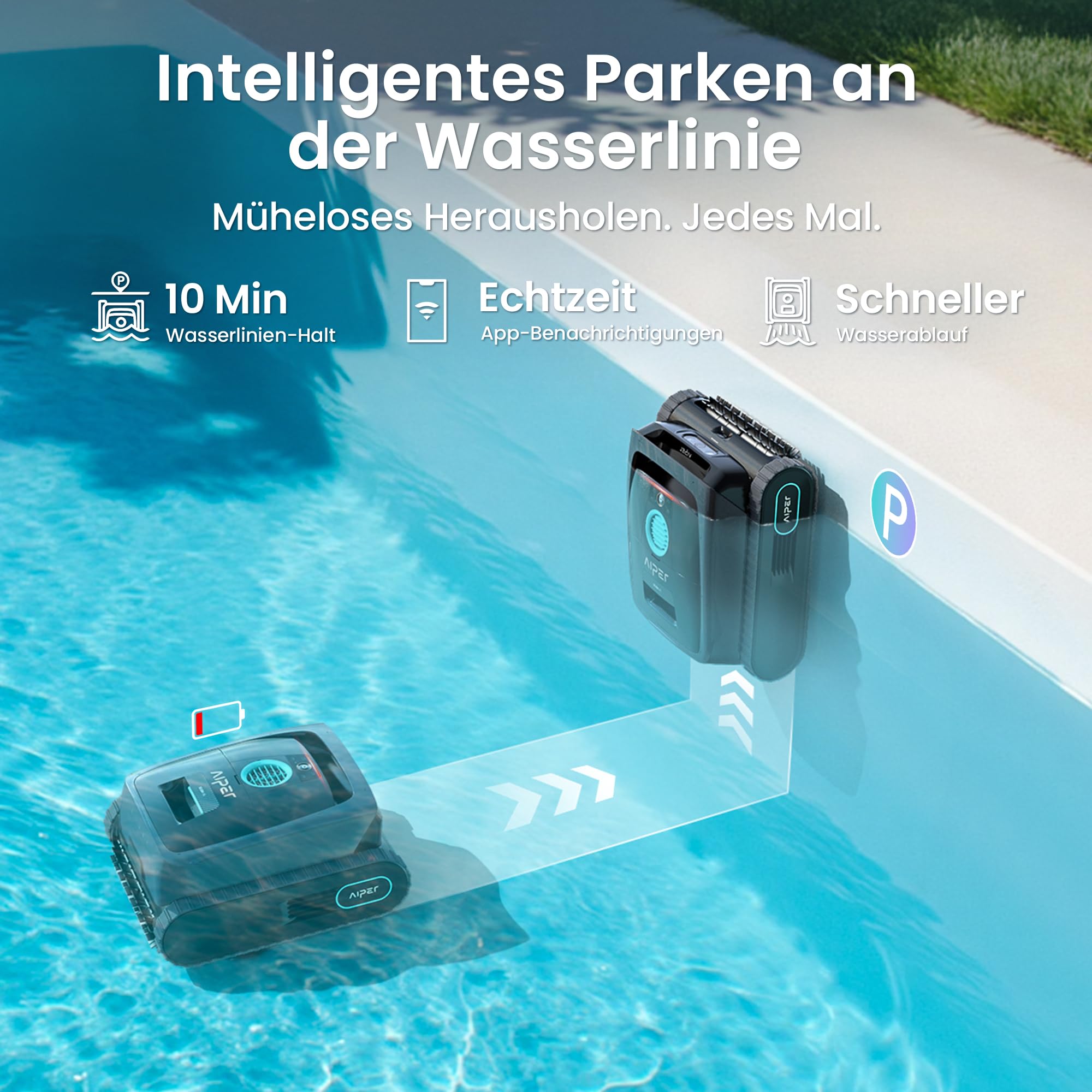 (2026 Neu) Aiper Scuba V3 Poolroboter Akku für Wand und Boden, Smart Poolsauger mit APP und KI-Visio, Wasserlinienreinigung, 3-μm-Filter, für Pools bis zu 200 m²